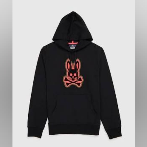 Psycho Bunny Patchin Chenille Bunny Logo Hoodie in Black 4XLT - Picture 1 of 12